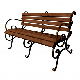 Скамейка садовая кованая Tobi Sho с подлокотниками усиленная 200 см цвет каштан