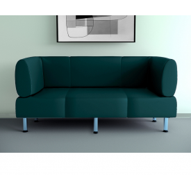 Диван офисный Tobi Sho Бенно-1 с подлокотниками и прямой ногой 1800х720х750 кожзам Морская волна 2215