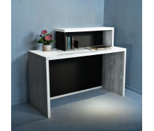 Стойка администратора прямая Tobi Sho Ресепшн/4 для офиса, салона, 1600х600х1050 Дуб крафт белый/Черный
