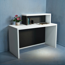 Стойка администратора прямая Tobi Sho Ресепшн/4 для офиса, салона, 1600х600х1050 Белый/Черный