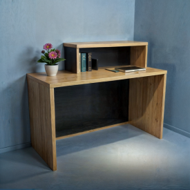 Стойка администратора прямая Tobi Sho Ресепшн/4 правосторонняя для офиса, салона, 1600х600х1050 Дуб аппалачи/Черный