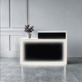 Стойка администратора прямая Tobi Sho Ресепшн/4 левосторонняя для офиса, салона с подсветкой, 1600х600х1050 Белый/Черный