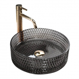 Умивальник Rea Cristal 35,5x35,5, чорний (REA-U9671)