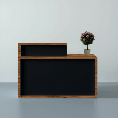 Стійка адміністратора пряма Tobi Sho Ресепшн/4 правостороння для офісу, салону з підсвічуванням, 1600х600х1050 Фаєрвуд/Чорний Рівне