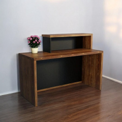 Стійка адміністратора пряма Tobi Sho Ресепшн/4 правостороння для офісу, салону з підсвічуванням, 1600х600х1050 Фаєрвуд/Чорний Рівне