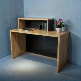 Стойка администратора прямая Tobi Sho Ресепшн/4 левосторонняя для офиса, салона, 1600х600х1050 Дуб аппалачи/Черный