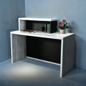 Стойка администратора прямая Tobi Sho Ресепшн/4 левосторонняя для офиса, салона, 1400х600х1050 Дуб крафт белый/Черный