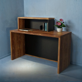 Стойка администратора прямая Tobi Sho Ресепшн/4 левосторонняя для офиса, салона, 1600х600х1050 Фаервуд/Черный