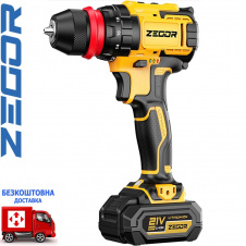 Аккумуляторный шуруповерт ZEGOR CDP-21Q DFR (2 *(21В, 2 А/ч)) в кейсе, съемный патрон (Серия PROFESSIONAL)
