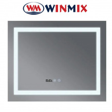 Зеркало для ванной комнаты Winmix WARM MR02-80x80 (с LED-подсветкой, часы, антизапотевание)