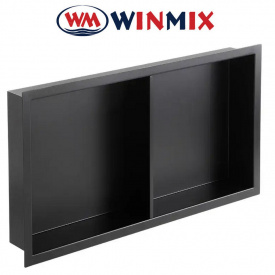 Полиця-ніша для ванної кімнати Winmix Premium NICHE-0103 BLACK (30*60*8 см), із нержавіючої сталі SUS304, Польща