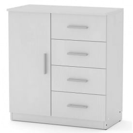 Комод 4+1А Компаніт дсп німфея-альба білого кольору