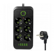 Сетевой удлинитель UA Power F06U 4USB Type-C 6 розеток 4 м Черный (2674990954)