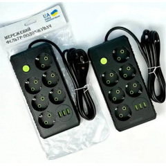 Мережевий подовжувач UA Power F17U 3USB 6 розеток 6 м Чорний (2680049335) Жмеринка