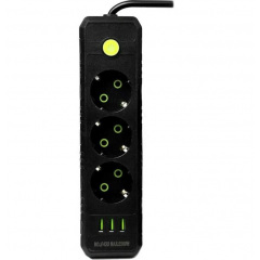 Мережевий подовжувач UA Power F43U 3USB 3 розетки 6 м Чорний (2681124196) Нова Прага