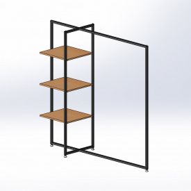 Стойка-вешалка с полками для магазина одежды. Островная напольная (Pillar)