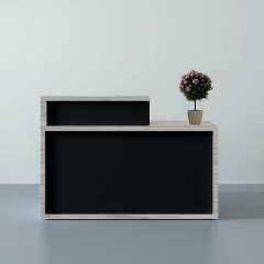 Стійка адміністратора пряма Tobi Sho Ресепшн/4 правостороння для офісу, салону, 1600х600х1050 Дуб крафт білий/Чорний Бердянськ