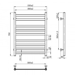 Рушникосушка OnlyHeat Vesta 9 70x50 см Хром (68081) Херсон