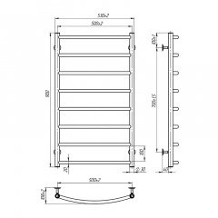 Полотенцесушитель OnlyHeat Oria 8 90x50 см Хром (68077) Орехов