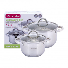 Кухонный набор кастрюль из нержавеющей стали 4 предмета 2.1л 2.8л KL225618 Kamille