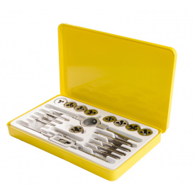 Набір мітчиків та плашок MASTERTOOL 20 ел. М3х0.5 мм/М4х0.7 мм/М5х0.8 мм/М6х1.0 мм/М7х1.0 мм/М8х1.25 мм/М9х1.25 мм/М10х1.5 мм/М12х1.75 мм 15-1420