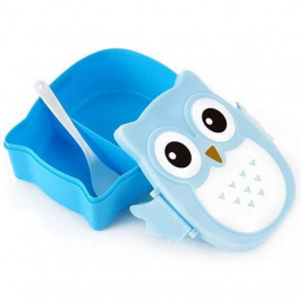 Пищевый контейнер для ланча с ложечкой VJTech Сова 1020 мл Голубой