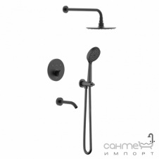 Душевая система скрытого монтажа с термостатом и изливом Imprese Kucera Click t04803410SBC матовая черная