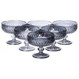 Набір креманок на ніжці YIWU 300 мл Сірий 6 шт (HP-19-118)