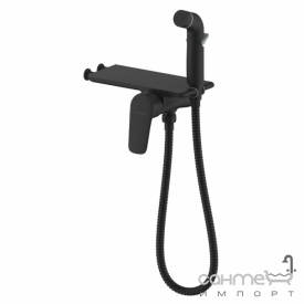 Гигиенический душ с смесителем скрытого монтажа и полочкой с крючками Imprese Perla f03708010CA матовый черный