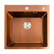 Кухонна мийка Platinex Handmade 50*50 PVD (з диспенсером, сифоном та кріпленням), Мідь