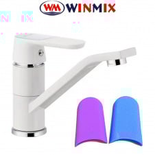 Змішувач для умивальника ялинка на гайці 15см Winmix Premium Tiger White (білий) (Chr-555), Польща