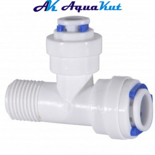 Трійник Aquakut НР-QC-QC, 3/8"НР-3/8"QC-1/4"QC, (DCC-008C)