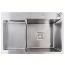 Кухонна мийка Platinex Handmade 78*50 C R, PVD (з поглибленою полицею та діспенсором), Нержавейка