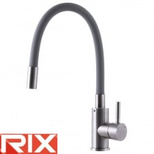Змішувач для кухні Rix SUS (Chr-011) REFLECTOR GRAY рефлекторний сірий гусак, SUS304 з нержавіючої сталі