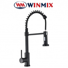 Змішувач для кухні Вухо Winmix Premium SPRING (Chr-017) BLACK з виливом пружина, Польща