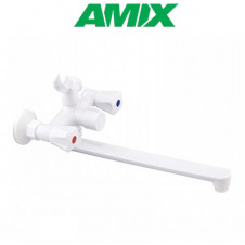 Змішувач для ванни з термопластику AMIX Omega-140 EURO White (без шланга та лійки), Білий