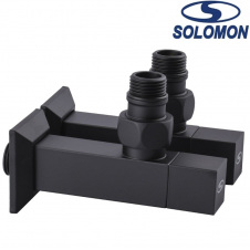 Набір кутовий кран напівоборотний з американкою Solomon LUX 1/2″ CUBE BLACK 8888 2 шт, Польща (під замовлення)