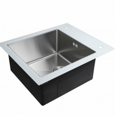 Кухонна мийка Platinex Handmade WHITE GLASS 60*51, Білий
