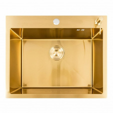 Кухонна мийка Platinex Handmade Gold 60*50 PVD (з діспенсером, сифоном та кріпленням), Золото