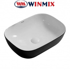 Раковина (умивальник) накладна Winmix Premium DIVERSE-0112 WHITE BLACK 455*325*135mm (білий+чорний)