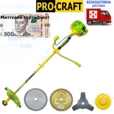 Бензокоса ProCraft T4200EL/S (Електростартер) (3 ножі (40Т переможе, 3Т, 8Т) та 1 котушка-ліска) 2 штанги 28 мм (розбірна та не розбірна)+сетифікат