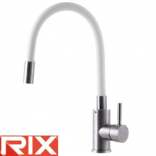 Змішувач для кухні Rix SUS (Chr-011) REFLECTOR WHITE, рефлекторний білий гусак, SUS304 з нержавіючої сталі