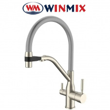 Змішувач для кухні рефлекторний Вухо Winmix Premium Gravity SS COLOR REFLECTOR GREY (Chr-021) під осмос із силіконовим виливом, Польща