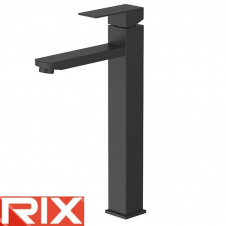 Змішувач для умивальника Rix KUB (Chr-001) High Black LONG, SUS304 з нержавіючої сталі