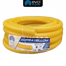 Шланг гофра вакуумний жовтий 25 мм (1 дюйм) Evci Plastic (бухта 25м)