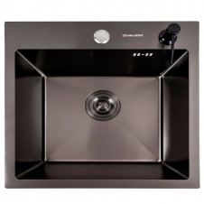 Кухонне миття Platinex Handmade 50*50 PVD ECN (с диспенсором), Чорний