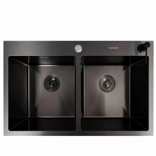 Кухонна мийка Platinex Handmade 78*43 PVD (з диспенсером), Чорний