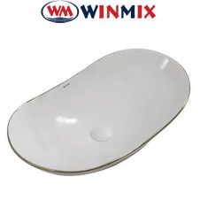 Раковина (умивальник) накладна Winmix Premium WAVE-0105 EDGE GOLD 620*360*160mm (золота окантовка)