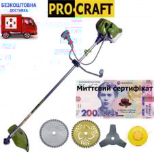 Бензокоса ProCraft T4200 (3 ножі (40Т победит, 3Т, 40Т) та 1 котушка-ліска) штанга 28см +сертифікат
