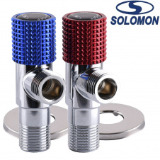 Solomon Набір кранів кутовий кераміка 1/2" EXCLUSIVE 9889 RED/BLUE, Польща.